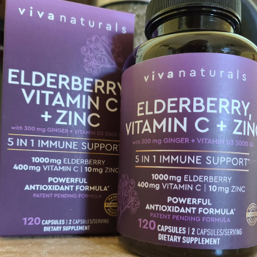 Immune System boosting bottle of elderberry and vitamin c